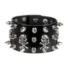Armband Biker mit Nieten, schwarz, Totenköpfen