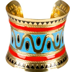 Armreif Ägypterin, gold, türkis, rot, Metall