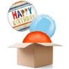 Ballongrüsse Geburtstag Buchstaben und Streifen, 3 Ballons