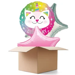 Ballongrüsse Geburtstag Caticorn, 3 Ballons
