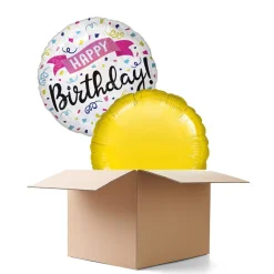 Ballongrüsse Happy Birthday Banner Konfetti, 2 Ballons