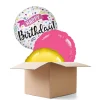 Ballongrüsse Happy Birthday Banner Konfetti, 3 Ballons