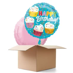 Ballongrüsse Happy-Birthday / Herzlichen Glückwunsch Cupcake, 2 Ballons