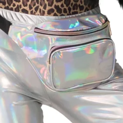 Bauchtasche Disco mit zwei Staufächern, silber holografisch