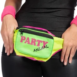Bauchtasche 80er-Jahre Party Animal, neon-bunt, mit Reißverschluss