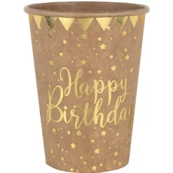 Becher Happy Birthday, Kraft, Ø 7.8 x 9.7 cm / 27cl, 10 Stück