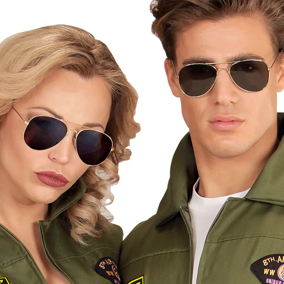 Brille Pilot, mit goldenem Rahmen