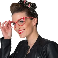 Brille Retro gepunktet, rot-weiß