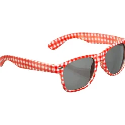 Brille, rot-weiß kariert