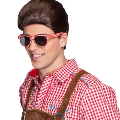 Brille, rot-weiß kariert