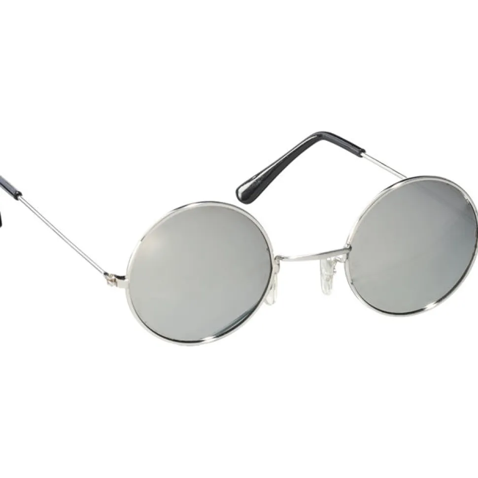 Brille Steampunk, rund, silber-schwarz
