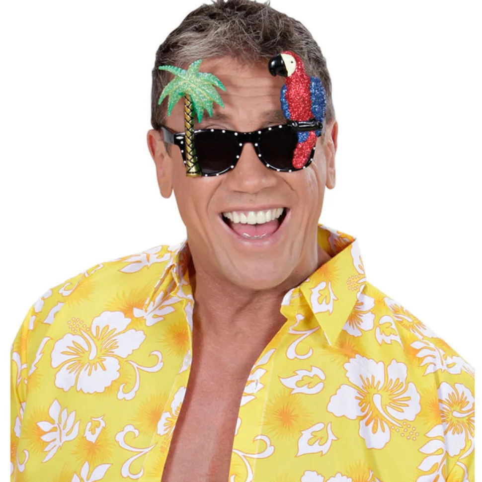 Brille Tropicana, mit Palme und Papagei