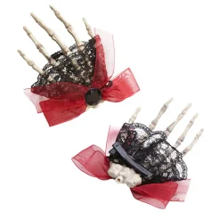 Brosche mit Haarklammer mit Skeletthand