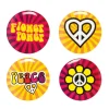 Buttons Hippie 3 cm, 4 Stück
