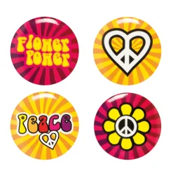Buttons Hippie 3 cm, 4 Stück