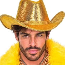 Cowboyhut mit Pailletten, gold