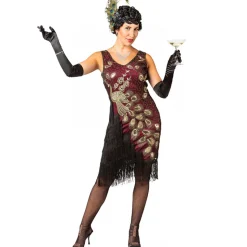 Damen-Kostüm Charlestonkleid Pfau mit Fransen Gr. S-M