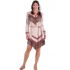 Damen-Kostüm Indianerin schwarze Feder, Kleid & Gürtel, Gr. XS
