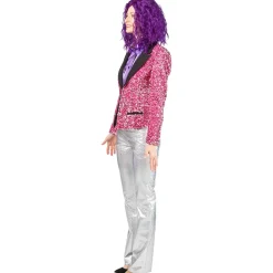 Damen-Kostüm Paillettenjacke Rosa, Blazer mit zwei Taschen, Gr. 36