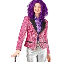 Damen-Kostüm Paillettenjacke Rosa, Blazer mit zwei Taschen, Gr. 36