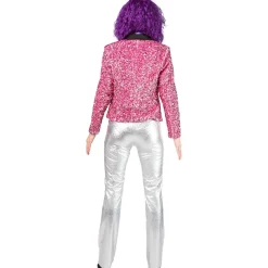 Damen-Kostüm Paillettenjacke Rosa, Blazer mit zwei Taschen, Gr. 36