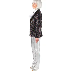 Damen-Kostüm Paillettenjacke bunt, Blazer mit zwei Taschen, Gr. 36