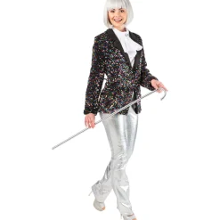 Damen-Kostüm Paillettenjacke bunt, Blazer mit zwei Taschen, Gr. 36