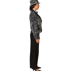 Damen-Kostüm Paillettenjacke Silber, Blazer mit zwei Taschen, Gr. 36