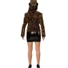 Damen-Kostüm Paillettenjacke Gold, Blazer mit zwei Taschen, Gr. 36