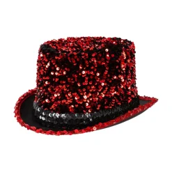 Damen-Zylinder mit Pailletten rot, KW 57-59