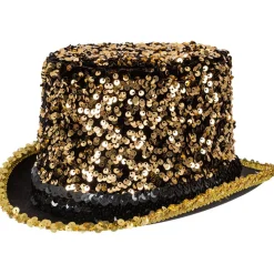 Damen-Zylinder mit Pailletten gold, KW 57-59