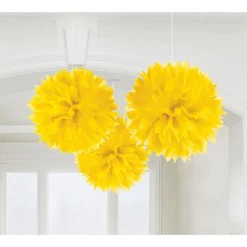 Deko-Ball flauschig, gelb, 40 cm, 3 Stück