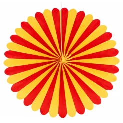 Deko-Fächer / Rosette, ca. Ø 60 cm, schwer entflammbar, Spanien, Gelb-Rot
