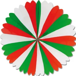 Deko-Fächer / Rosette, ca. Ø 60 cm, schwer entflammbar, Italien, Rot-Weiß-Grün