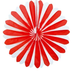 Deko-Fächer / Rosette, ø 35 cm, schwer entflammbar, Rot-Weiß