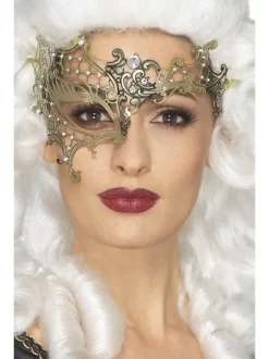 Deluxe, filigrane, halbe Metall-Augenmaske, Gold