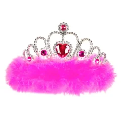 Diadem mit Marabou-Besatz, pink