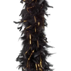 Federboa schwarz mit Lametta in Gold, 180 cm, 50 g