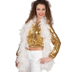 Federboa weiß mit Lametta in gold, 180 cm, 50 g