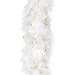 Federboa weiß mit Lametta in gold, 180 cm, 50 g