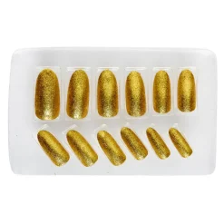 Fingernägel gold-glitter, 12teilig, selbstklebend
