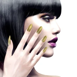 Fingernägel gold-glitter, 12teilig, selbstklebend