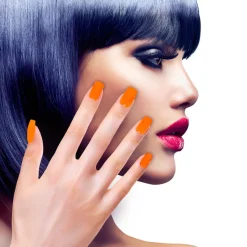 Fingernägel, neonorange, 12teilig, selbstklebend