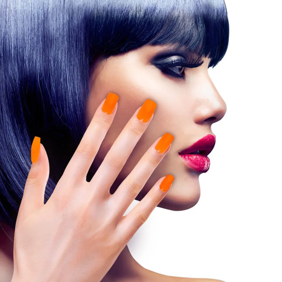 Fingernägel, neonorange, 12teilig, selbstklebend