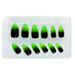 Fingernägel, schwarz-grün, 12teilig, selbstklebend