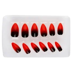 Fingernägel, schwarz-rot, 12teilig, selbstklebend