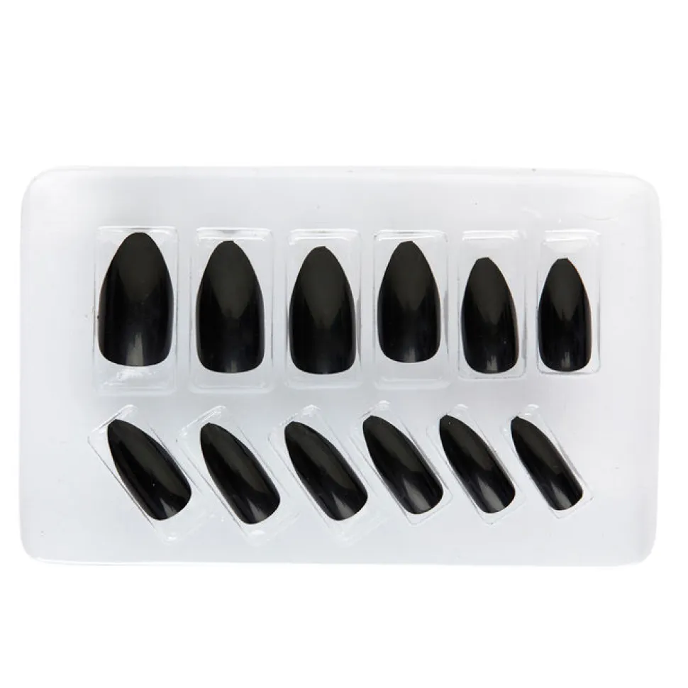 Fingernägel, schwarz, 12teilig, selbstklebend