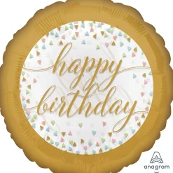 Folienballon Birthday Gold Konfetti, ca. 45 cm
