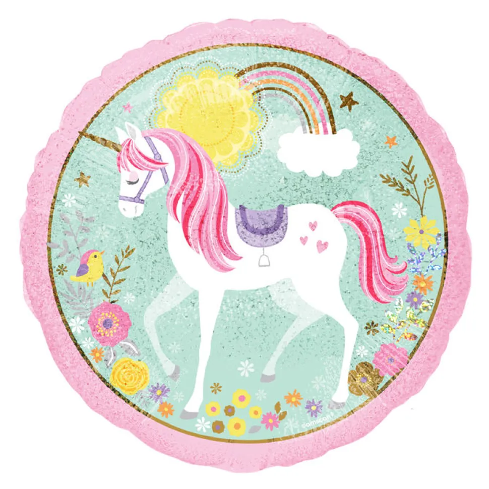 Folienballon Glitzer Einhorn, ca. 45 cm