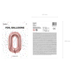 Folienballon Groß Zahl 0 - 86 cm - Roségold